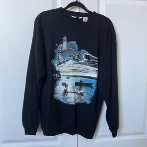 Vintage Champions Choice Sweatshirt Mens M Nature Duck Canoe Outdoor 90s